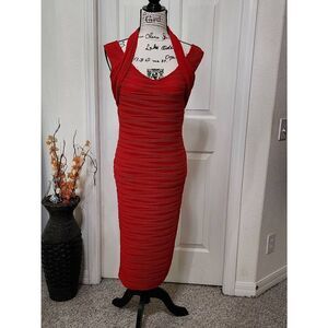 Red Asos Ribbed Midi Dress SZ 8
